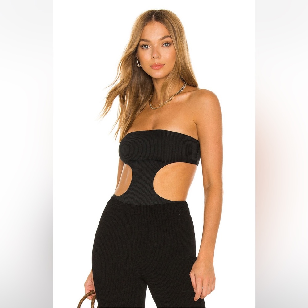 Superdown Darcey Cut Out Bodysuit in Black